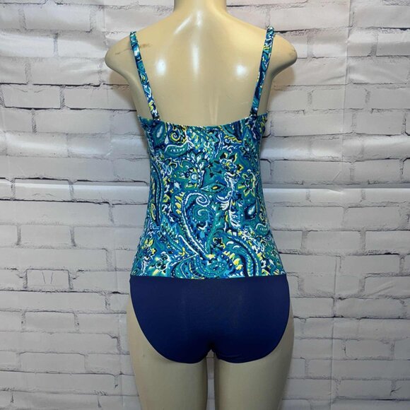 Chaps Blue Paisley Tankini Swimsuit – Size 8 - Picture 3 of 9
